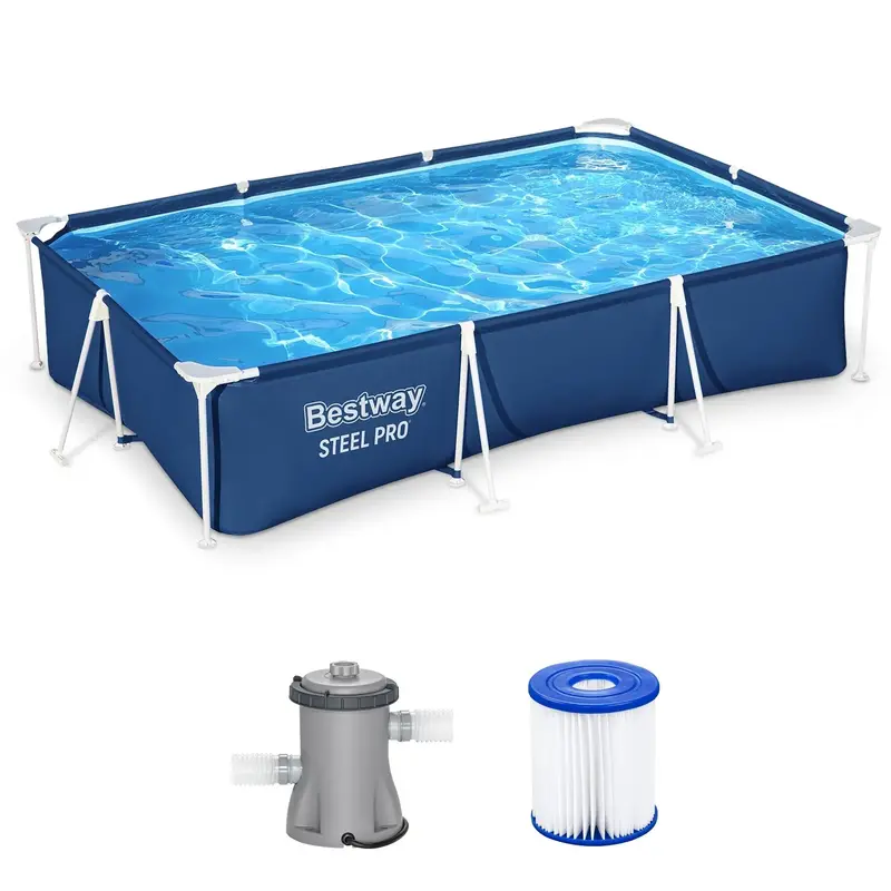 Bestway Steel Pro 9.8' x 6.6' x 26 Rectangular Above Ground Swimming Pool Set