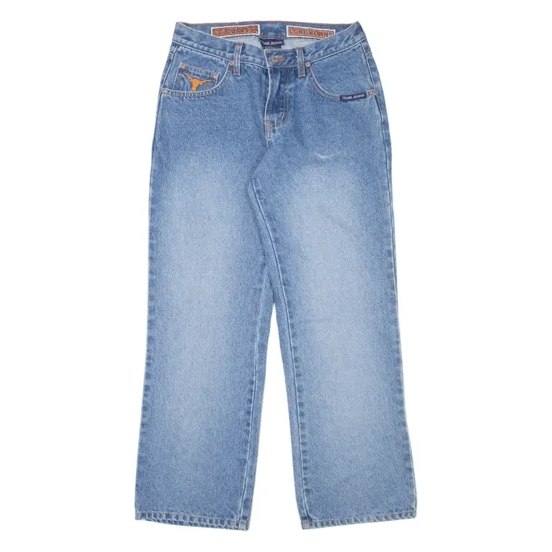 TEAM JEANS Texas Longhorns Womens Jeans Blue Relaxed Bootcut Stone Wash W27 L30