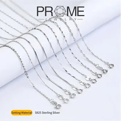 (SY001)Sterling Silver S925 Classic Simple Chain for Layering Unisex Necklace Compatible with Pendants Multiple Size Opti...