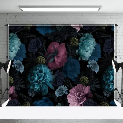 Pink Blue Floral Fine Art Backdrop For Photography - Aperturee