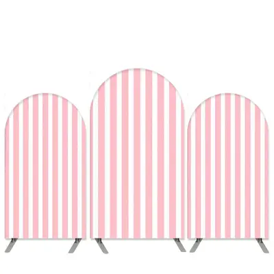Aperturee Pink With White Stripes Girls Birthday Arch Backdrop Kit Banner | Round Arch Backdrop | Chiara Arch Backdrop | Diy ...