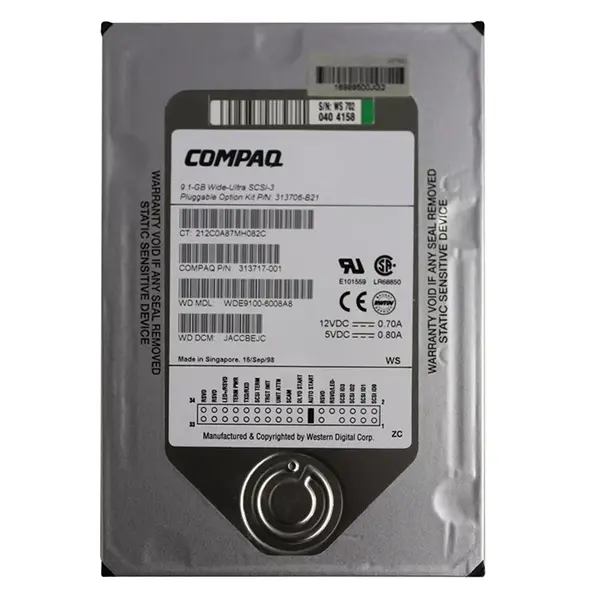 313717-001-6 Compaq 9GB 7200RPM Ultra2 Wide SCSI 3.5-Inch 512KB Cache Hot Swap Hard Drive