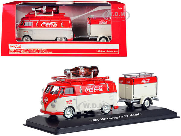 1960 Volkswagen T1 Kombi Van with Trailer Red and Cream \