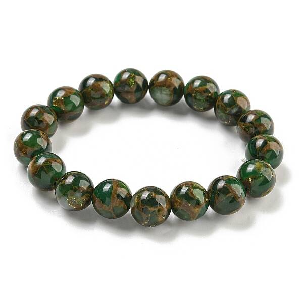 Round Synthetic Gold Clinquant Stone Stretch Bracekets