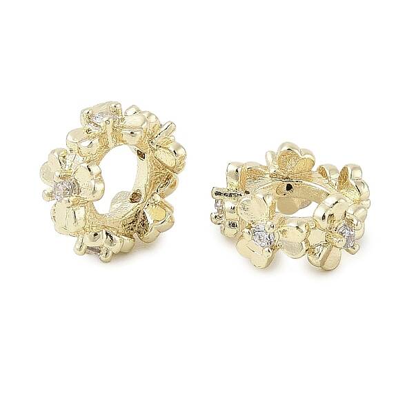 Brass Micro Pave Cubic Zirconia European Beads