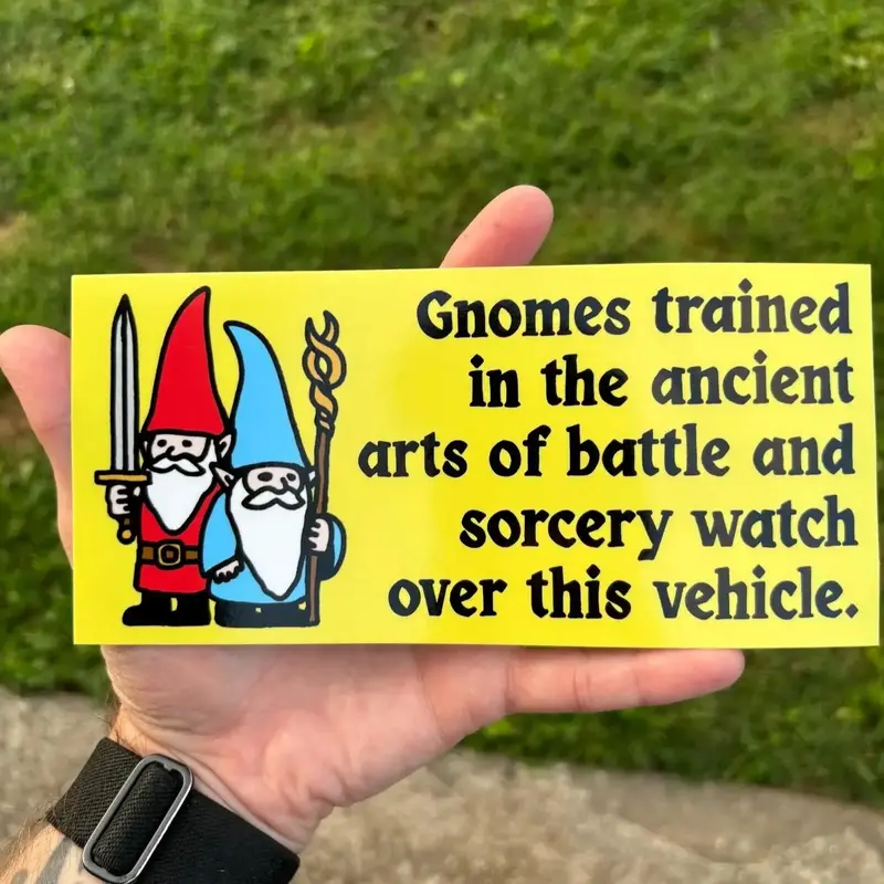 Gnome Train in The Ancient Car Sticker, Funny Car Bumper Sticker, Weatherproof Cute Sticker for Tumblers, Laptops, Windows, B...