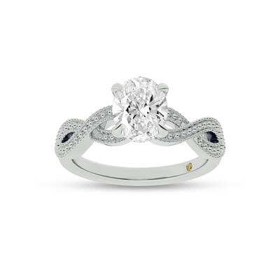 York Infinity Shank Oval Lab Grown Diamond Engagement Ring | 10K White Gold 3 1/2 CT. TW.