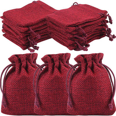 24Pcs Burlap Packing Pouches Drawstring Bags
