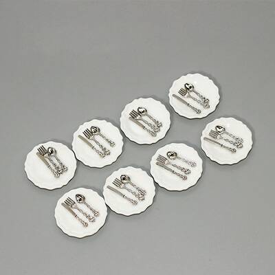 Miniature Ceramic Plate and Alloy Western Tableware