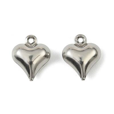 304 Stainless Steel Charms. Heart Charm