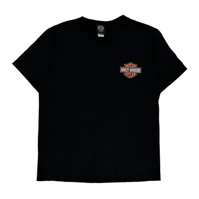 Harley Davidson Graphic T-Shirt - Large Black Cotton