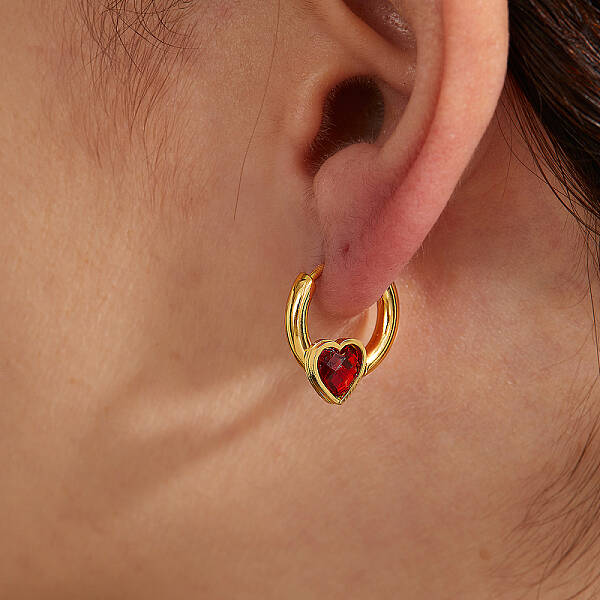 Sweet and Stylish Classic Heart Stainless Steel Hoop Earrings