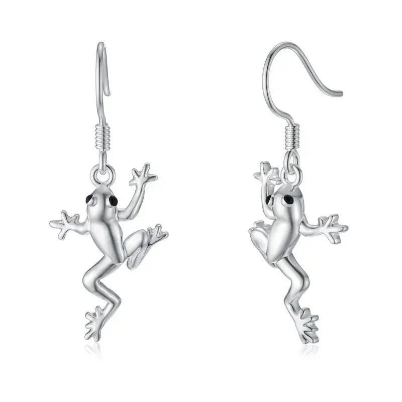 Sterling Silver Frog Drop Earrings