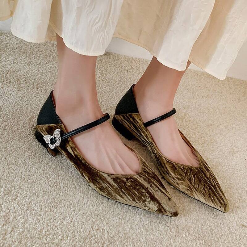 CHIKO Liana Pointy Toe Block Heels Mary Jane Shoes