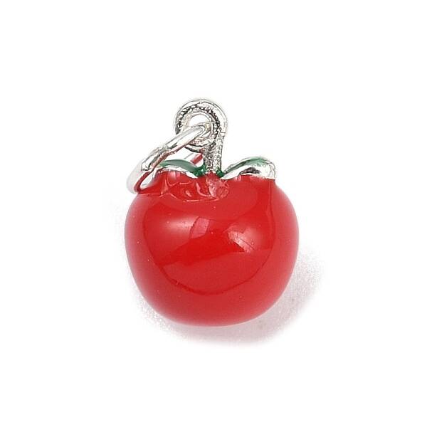Teachers' Day Fine Silver Red Enamel Fruit Charms