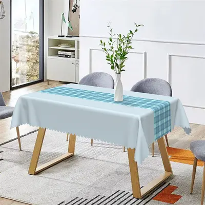 Splicing Grey Green Checkered Rectangle Tablecloth - Aperturee