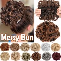 90G Short Messy Curly Hair Bun Extension Easy Stretch Synthetic Hair Combs Clip In Ponytail Extension Scrunchie Chignon Ponyt...