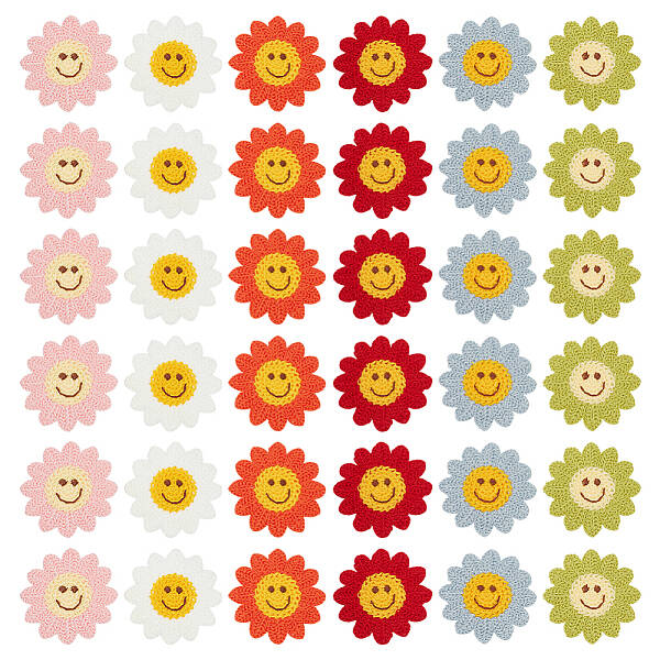 36Pcs 6 Colors Sunflower Computerized Embroidery Cloth Sew on Patches