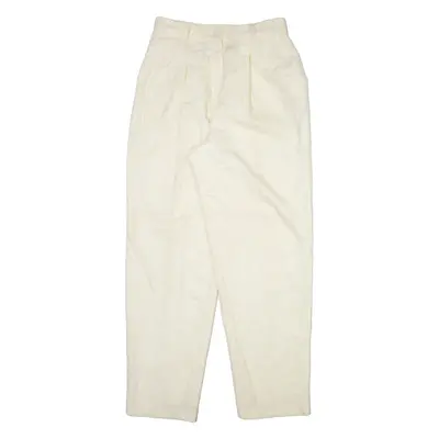 REQUIREMENTS Womens Trousers Cream Relaxed Tapered Wool W26 L30