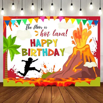 The Floor Hot Lava Volcano Eruptions Birthday Backdrop - Aperturee