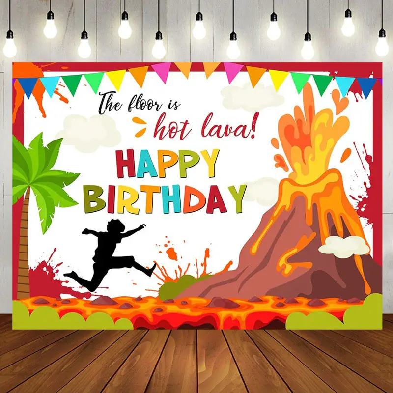 The Floor Hot Lava Volcano Eruptions Birthday Backdrop - Aperturee