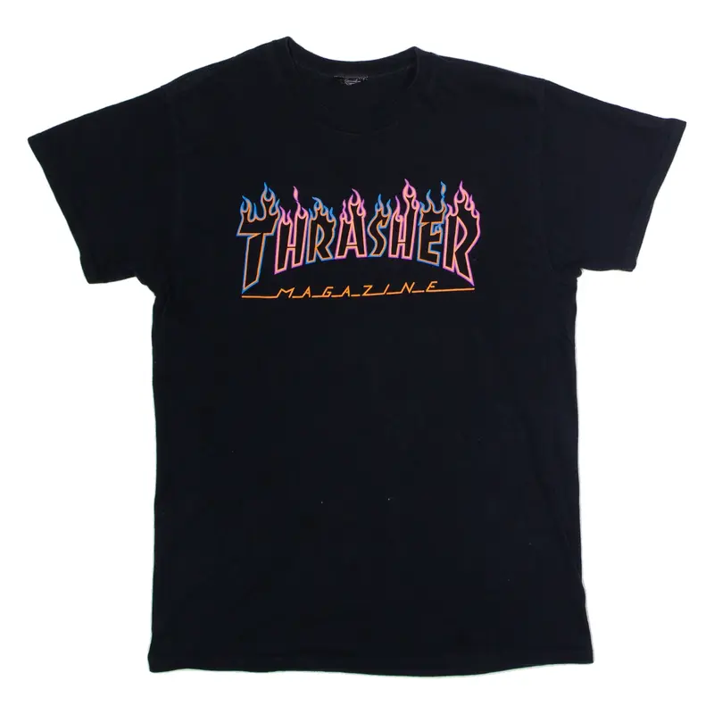 THRASHER Mens T-Shirt Black Crew Neck M