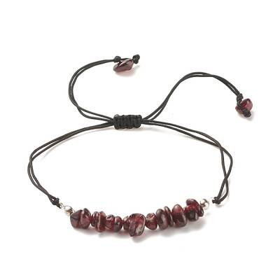 Natural Garnet Chips Braided Bead Bracelet