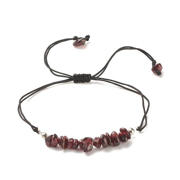 Natural Garnet Chips Braided Bead Bracelet