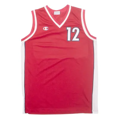 CHAMPION Basketball Boys Vest Red Sleeveless V-Neck 16Y