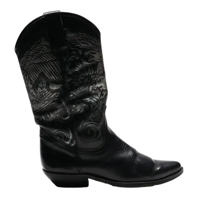 LAREDO Cowboy Boots Black Leather Womens UK 3.5