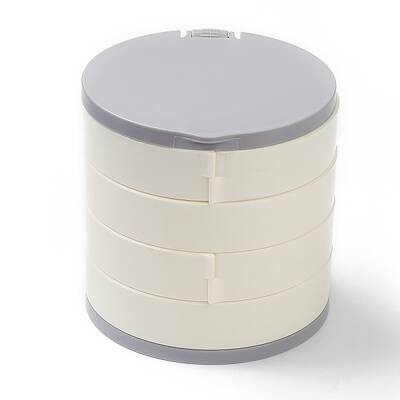 Rotatable 4-Layer Plastic Jewelry Storage Box