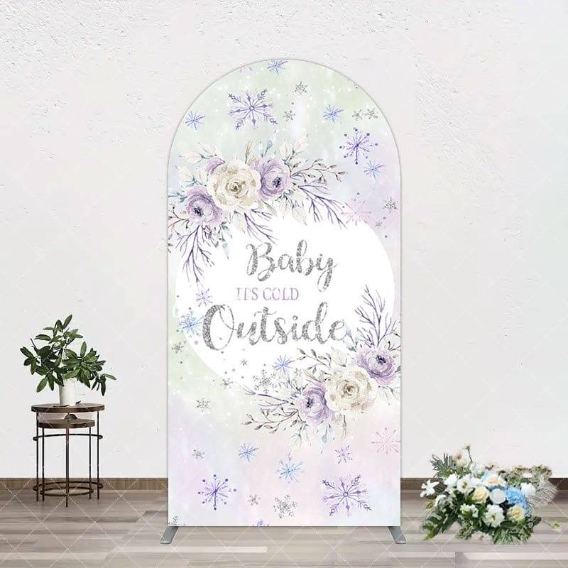Aperturee Snowflake Floral Baby Is Cold Outside Arch Backdrop, 1.6X4FT(0.5X1.2M), 38.18 USD, arch backdrop kit, GAH0B184-A