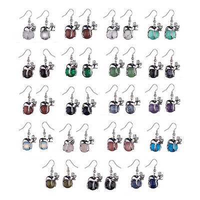 Natural & Synthetic Mixed Gemstone Frog Dangle Earrings