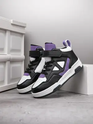 Boys' Casual Patchwork Design Velcro Sneakers, Lightweight Breathable Comfortable Sports Running Shoes for Daily Wear, Perfec...