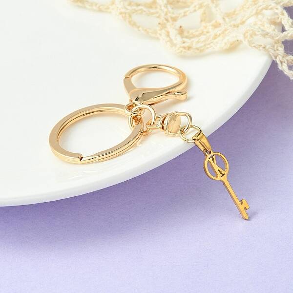 304 Stainless Steel Initial Letter Key Charm Keychains