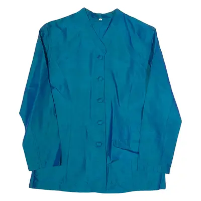 Womens Top Blue V-Neck Long Sleeve M