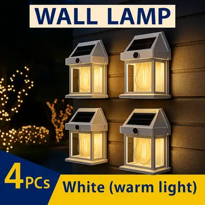 4 Pack Solar Outdoor Wall Lights with Motion Sensor - Waterproof IP65 Garden Security Lighting, 3 Modes Auto Dusk to Dawn, Wi...