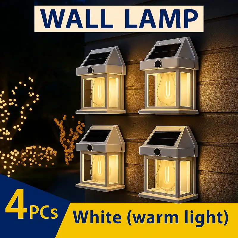 4 Pack Solar Outdoor Wall Lights with Motion Sensor - Waterproof IP65 Garden Security Lighting, 3 Modes Auto Dusk to Dawn, Wi...