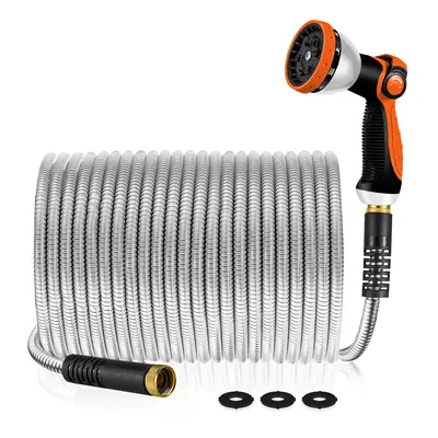 Garden Hose 50/100 ft Metal - Stainless Steel Water Hose Flexible Heavy Duty Garden Hose Collapsible and No Kink Water Pipe H...
