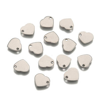 Tarnish Resistant 304 Stainless Steel Stamping Blank Tag Flat Heart Charms Pendants