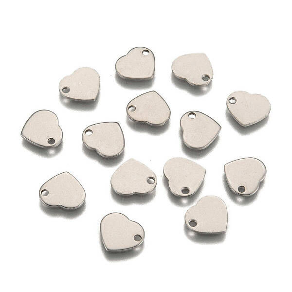 Tarnish Resistant 304 Stainless Steel Stamping Blank Tag Flat Heart Charms Pendants