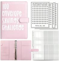 100 Envelopes Money Saving Challenge A5 Binder with Cash Envelopes Budget Book to Save $5050 in 100 Days, Ideal for Budget Pl...