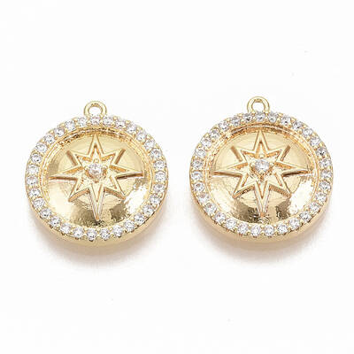 Brass Micro Pave Cubic Zirconia Pendants