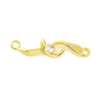 Brass Pave Clear Cubic Zirconia Connector Charms