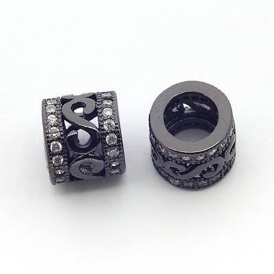 New Items Brass Micro Pave Cubic Zirconia Column Spacer Beads