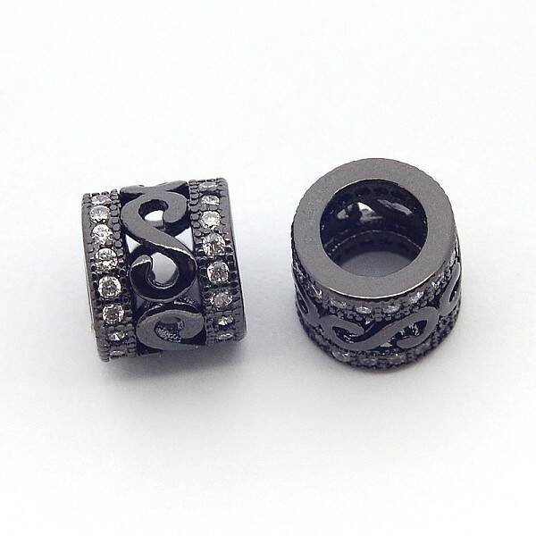 New Items Brass Micro Pave Cubic Zirconia Column Spacer Beads