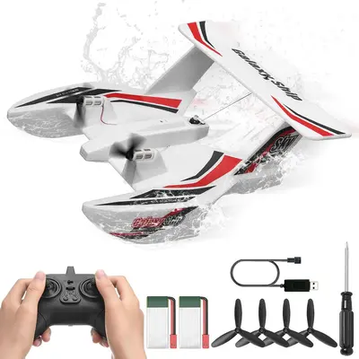 VEVOR RC Plane, 2.4GHZ 3 Channel Remote Control Airplane with 6-Axis Gyro Stabilizer, Ready to Fly Amphibious Aircraft Plane ...
