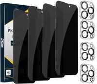 [4+4 packs] iPhone 16/15/14/13/12/11 Pro Max privacy screen protector and camera lens protector, Douglas anti spy screen glas...