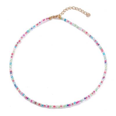 Round Transparent Inside Colours Glass Seed Beaded Necklaces