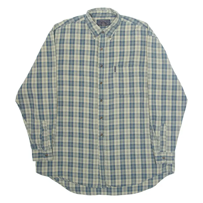 ABERCROMBIE &FITCH The Big Shirt Mens Shirt Green Plaid Long Sleeve L